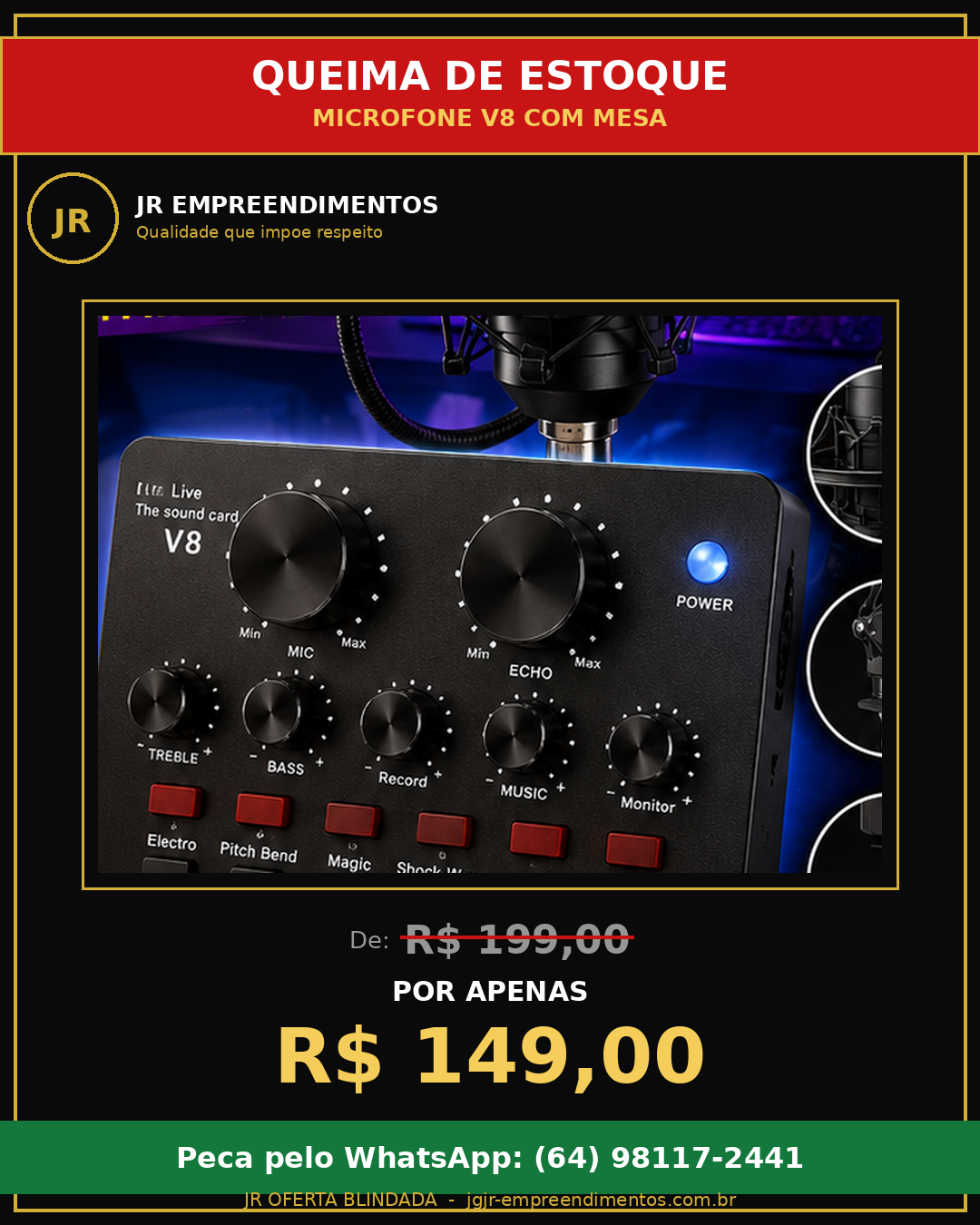 Microfone V8 com Mesa